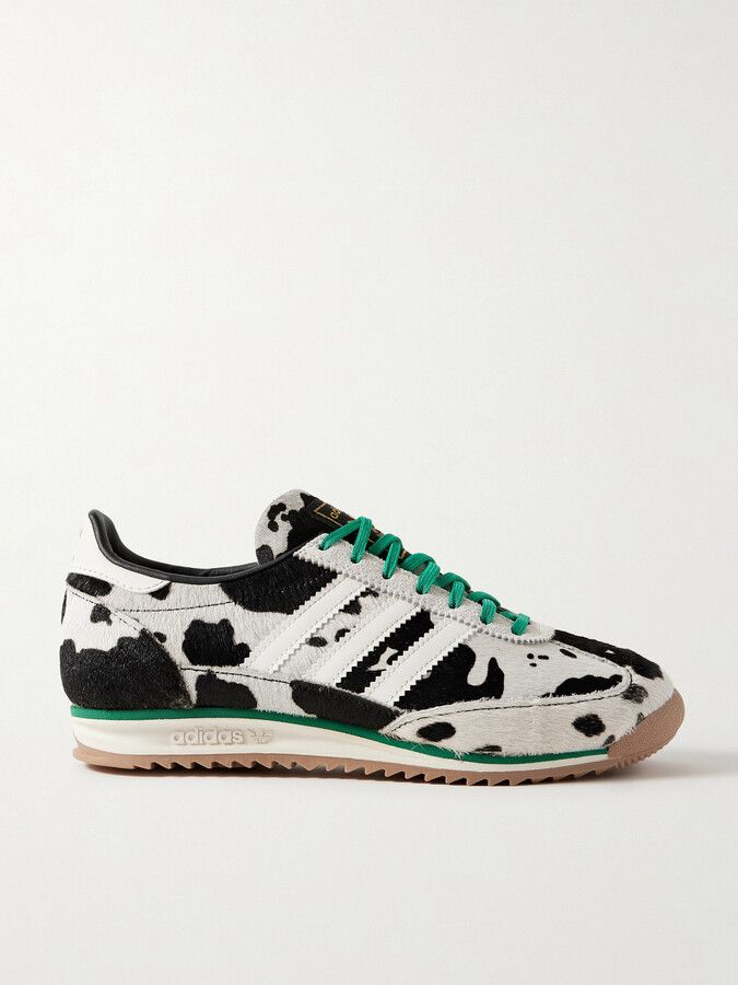 adidas Originals - Sl 72 Og Suede And Leather-trimmed Cow-print Calf Hair Sneakers - Black
