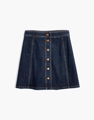 Madewell Stretch Denim A-Line Mini Skirt: Button-Front Edition