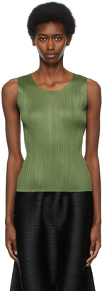 Pleats Please Issey Miyake Khaki New Colorful Basics II Tank Top  