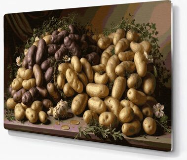 Orren Ellis Vegetables Potato Fingerling Brown Metal Wall Art