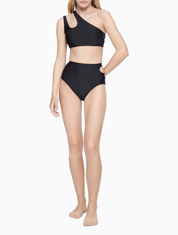 Calvin Klein Sleek One Shoulder Bikini Top - ShopStyle Two Piece Swimsuits