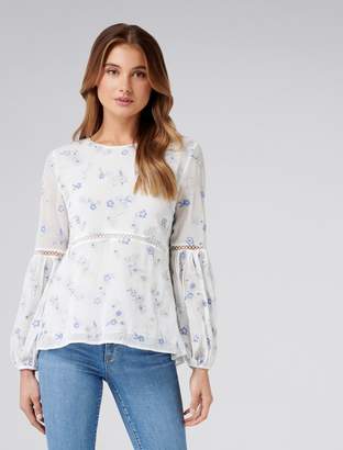 Forever New Mina multi-colour embroidered blouse - Porcelain - 16