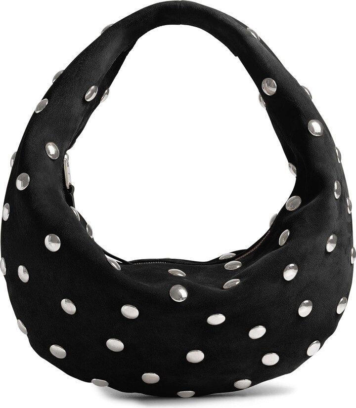 KHAITE Medium Olivia Studded Suede Hobo Bag