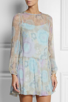 Thumbnail for your product : RED Valentino Floral-print silk-chiffon mini dress