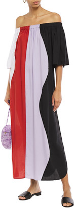 Mara Hoffman Off-the-shoulder Color-block Tencel Maxi Dress