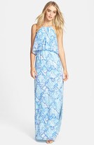 Thumbnail for your product : Vince Camuto Chain Detail Print Chiffon Halter Maxi Dress