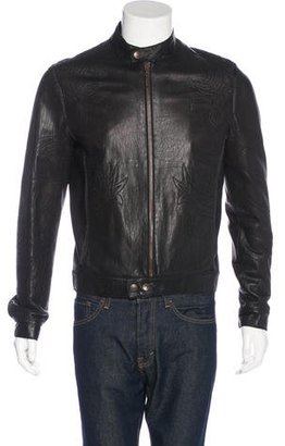 Just Cavalli Embroidered Leather Jacket