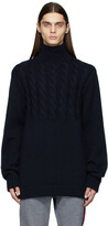 Thumbnail for your product : Maison Margiela Navy Cable Knit Turtleneck