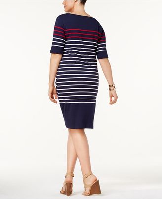 Karen Scott Plus Size Cotton Striped Shift Dress, Created for Macy's