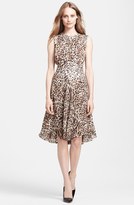 Thumbnail for your product : L'Agence Pleated Leopard Print Dress