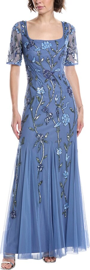 Adrianna Papell Beaded Mesh Gown