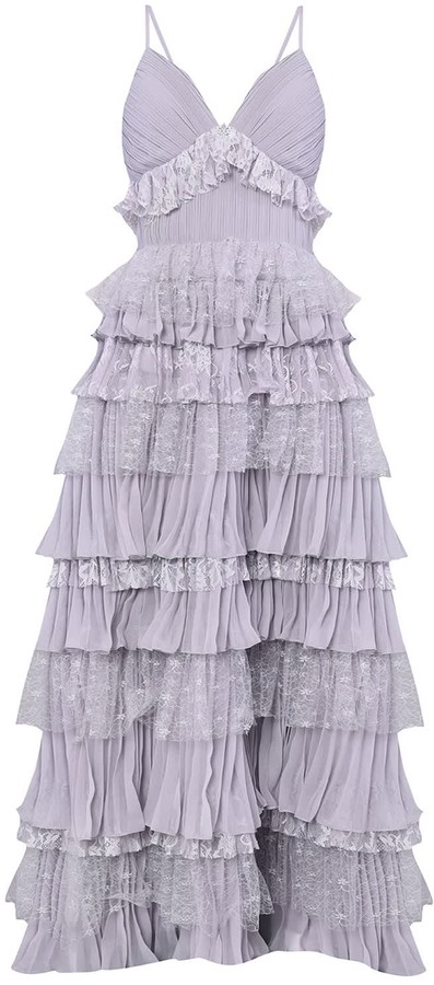 true decadence premium plunge front maxi dress with shoulder detail