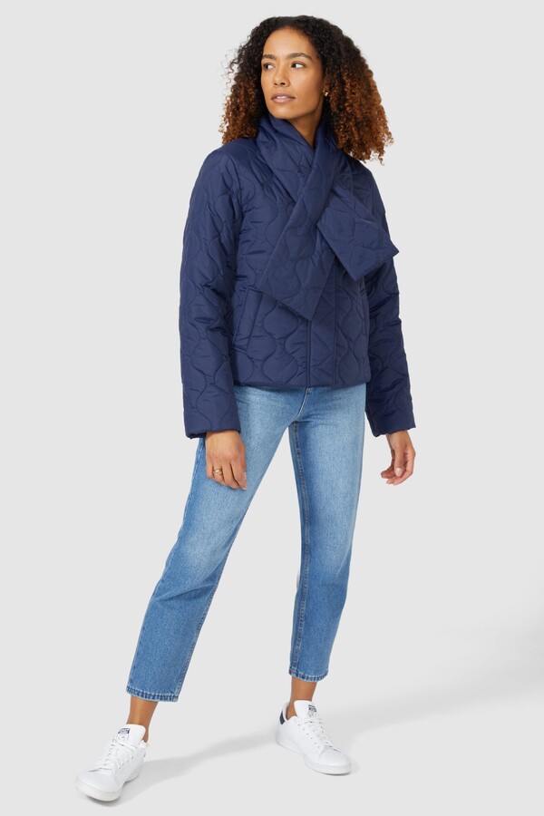 Maine Side Pocket Quilted Padded Jacket With Removable Scarf - ShopStyle