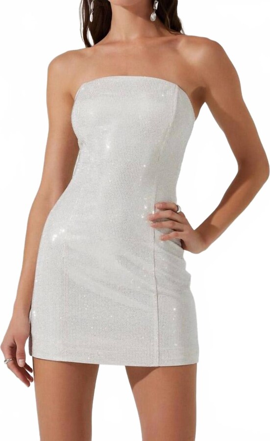 Astr Mira Rhinestone Mini Dress In Off White