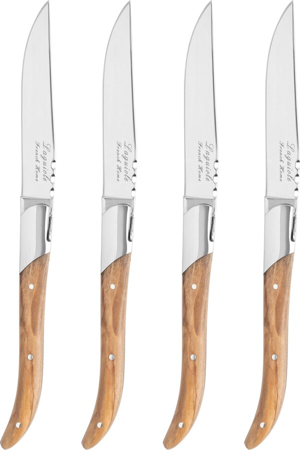 French Home Laguiole Connoisseur Steak Knives with Olivewood Handles, Set  of 4