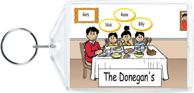 Printed Perfection Personalized Family Dinner - Single Dad 2 boys 1 girl Acrylic Key Chain