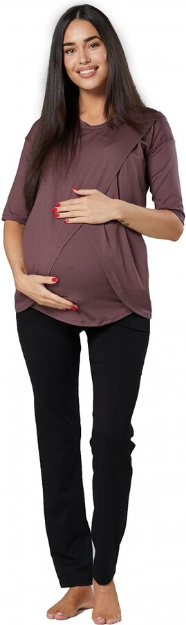 HAPPY MAMA Damen Stillpyjama - Mutterschaftskrankenpflege Schlafanzug