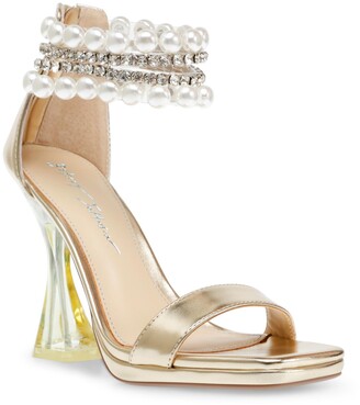 Betsey Johnson Rider Imitation Pearl Sculpted Two-Piece Dress Sandals Women's Shoes