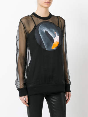 Givenchy flamingo print sheer sweatshirt