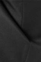 Thumbnail for your product : Mikael Aghal Cutout Faux Leather-trimmed Floral-appliquéd Twill Dress