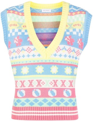 Mira Mikati abstrat-pattern V-neck jumper