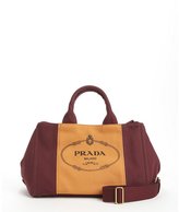 Thumbnail for your product : Prada burgundy orange canvas logo crossbody top handle bag