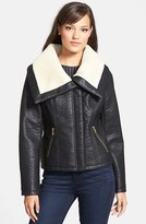 Thumbnail for your product : Sam Edelman 'Caitlyn' Faux Leather Jacket with Fleece Collar