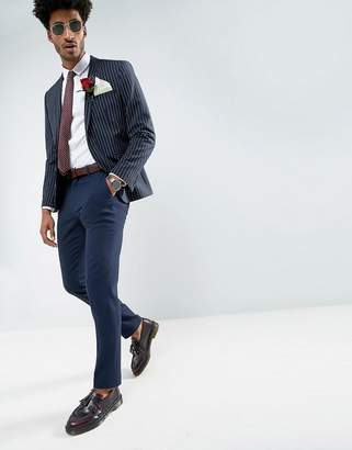 ASOS DESIGN Wedding Skinny Suit Pant in Woven Texture in Navy