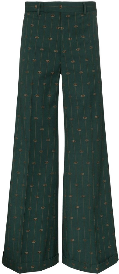 pinstripe flared trousers