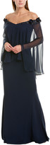 Thumbnail for your product : Teri Jon By Rickie Freeman Silk-Trim Gown