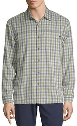 Hi Tec Sports Usa Hi-Tec Mens Long Sleeve Moisture Wicking Plaid Button-Front Shirt