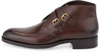 Tom Ford Edward Double-Buckle Boot, Burgundy