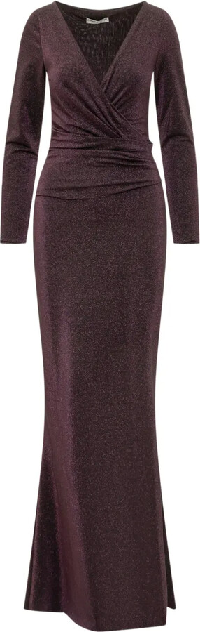 Chiara Boni La Petite Robe Glitter Wrap-Detail Maxi Dress