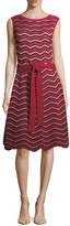 Carolina Herrera Sleeveless Knit Wave-Striped Midi Dress