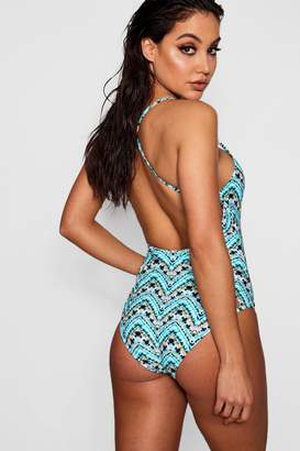 boohoo Chevron Cut Out Ladder Swimsuit