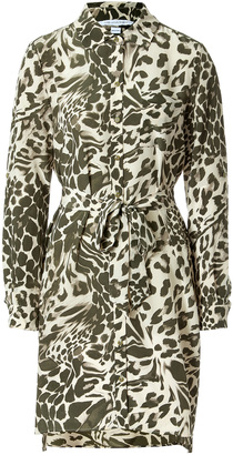 Diane von Furstenberg Silk Leopard Print Shirtdress