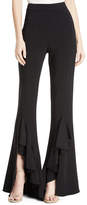 Thumbnail for your product : Cushnie High-Waist Flare-Leg Stretch-Viscose Pants with Ruffle Cuffs