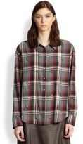 Thumbnail for your product : Elizabeth and James Carine Studded Stretch Cotton Plaid Shirt