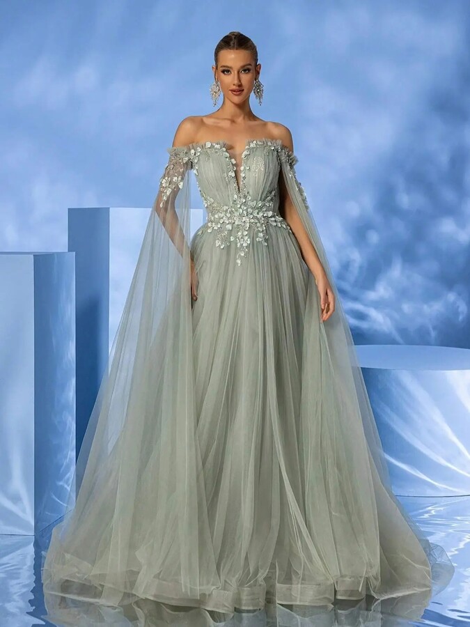 Ensotek 2025 Modern Formal Evening Dress Off the Shoulder Lace Appliques A-line Tulle Prom Pageant Party Gowns Robe De Soiree
