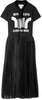 Thumbnail for your product : Sacai Layered Printed Jersey, Chiffon And Satin Dress - Black