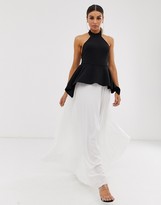 Thumbnail for your product : ASOS DESIGN halter pleated colourblock maxi dress