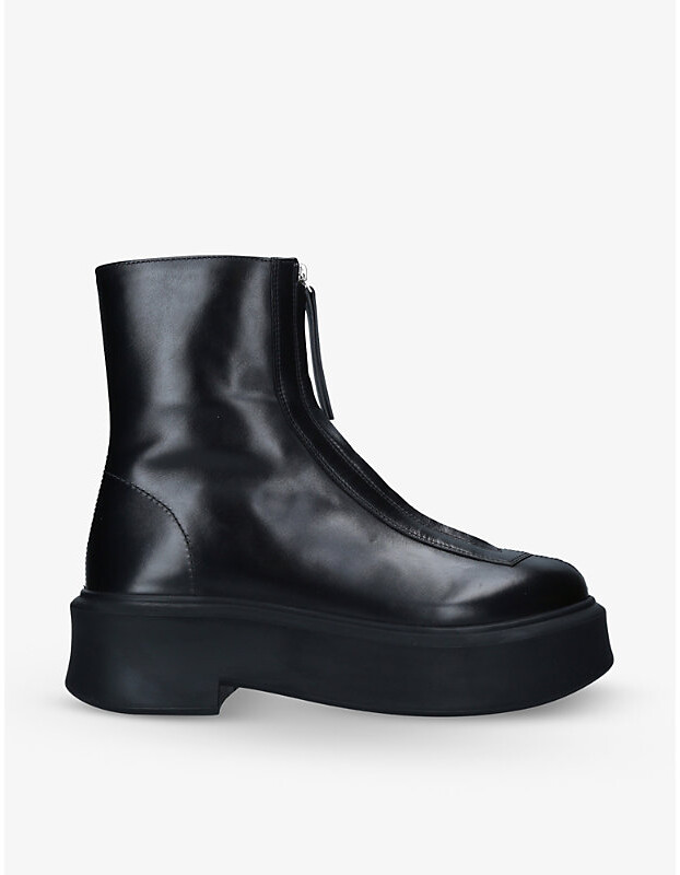The Row Womens Black Zipped Chunky-Sole Leather Ankle Boots Eur 38.5 / 5.5 Uk Women