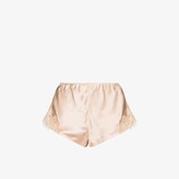 Thumbnail for your product : Sainted Sisters Scarlett lace trim silk shorts