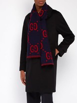 Thumbnail for your product : Gucci GG-jacquard Wool-blend Scarf - Navy Multi