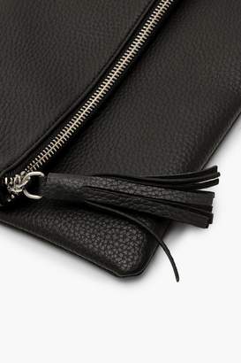 boohoo Oversized Croc Fold Over Zip Clutch & Tassel Bag