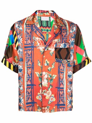 Pierre Louis Mascia Aloe patchwork silk shirt