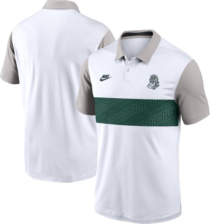Nike Men's White/Gray Michigan State Spartans Athletic Prep Legacy Logo Vapor Performance Polo Shirt - White, Gray