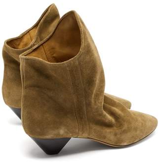 Isabel Marant Doey Suede Ankle Boots - Womens - Khaki