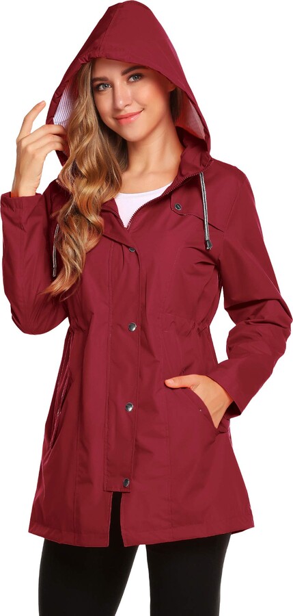 ladies red rain jacket