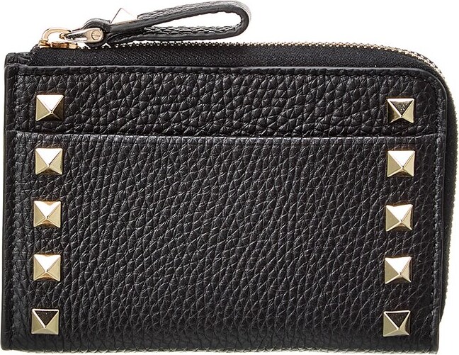 Valentino GARAVANI leather wallet with studs and zip closure women -  Glamood Outlet